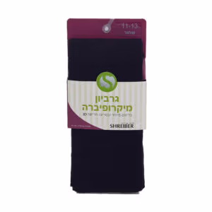 גרביון מיקרופיברה לילדות מדוגם שחור