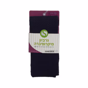 גרביון מיקרופיברה לילדות מדוגם שחור