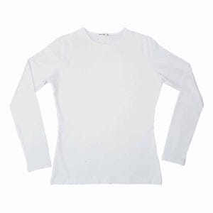 חולצת בסיס לנשים שרוול ארוך - לבן, XL