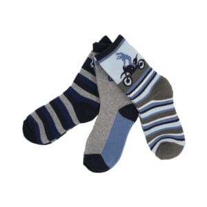 גרבי ילדים שלישיה חורף בד מגבת מדוגם - 23-26