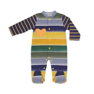 אוברול BABY אינטרלוק מעבר/קיץ פסים צהוב - 6-9