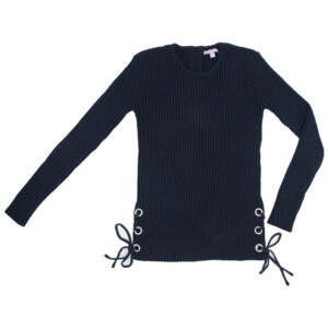 סוודר כחול כהה חלק שרוכים - 12