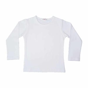 חולצת בסיס לילדות שרוול ארוך - לבן, 8