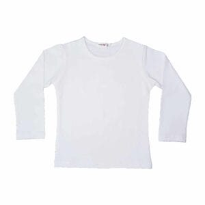 חולצת בסיס לילדות שרוול ארוך - לבן, 12