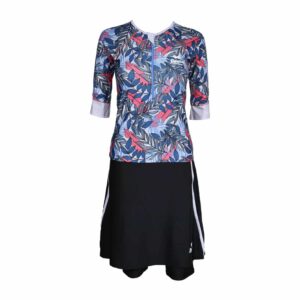 בגד ים נשים צנוע 2 חלקים עלים אדמדם - 38