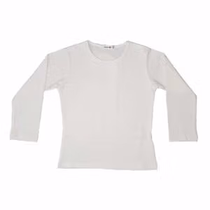 חולצת בסיס לילדות שרוול ארוך - קרם, 4