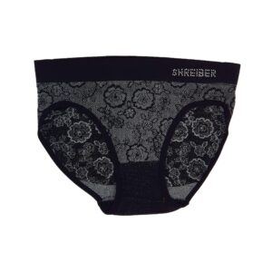 תחתון סנטוני נשים בקיני ללא תפר דמוי תחרה - אפור-שחור-2, L-XL