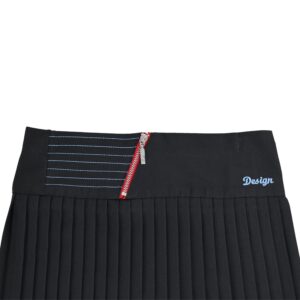 חצאית תלבושת לבית ספר פליסה עם רוכסן אדום ופסים תכלת - 6