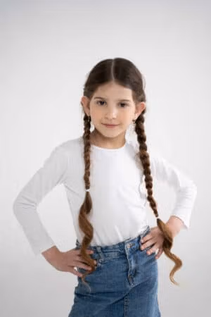 חולצת בסיס לילדות שרוול ארוך