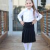 ⁦חצאית תלבושת לבית ספר כפלים שטוח לורן⁩ – תמונה ⁦3⁩