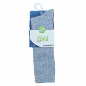 גרבי ברך בנות כותנה מלאנג ריב - אפור-מלנז, 23-26