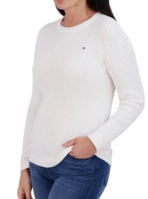 סריג צמות TOMMY HILFIGER לנשים ונערות - לבן, XL