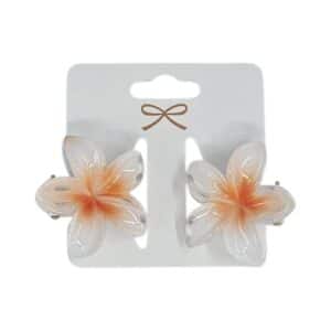 זוג קליפס פרח 4 ס'מ במגוון צבעים - כתום