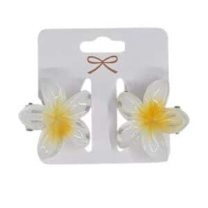 זוג קליפס פרח 4 ס'מ במגוון צבעים - צהוב