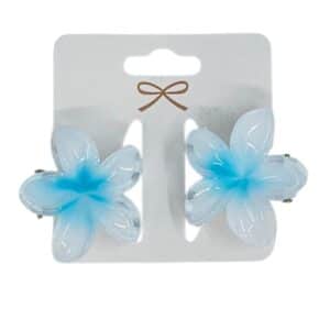 זוג קליפס פרח 4 ס'מ במגוון צבעים - תכלת