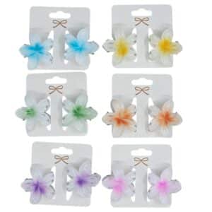 זוג קליפס פרח 4 ס'מ במגוון צבעים