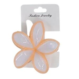 קליפס פרח גדול 7 ס'מ במגוון צבעים - אפרסק-מסגרת