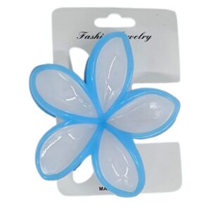 קליפס פרח גדול 7 ס'מ במגוון צבעים - תכלת-מסגרת