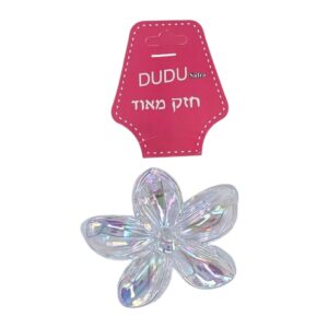 קליפס פרח גדול 7 ס'מ שקוף / קרם