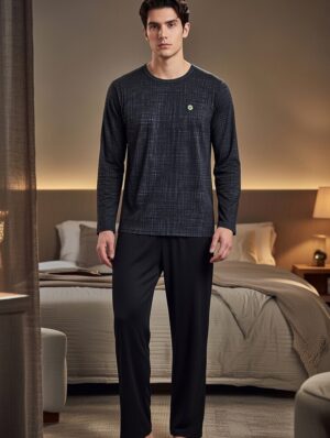 פיג’מה גבר  שרוול ארוך טריקו