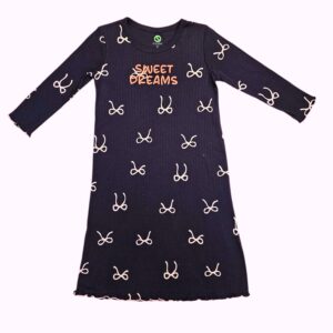 כותנת לילה לילדות קיץ פפיונים שחור - 8