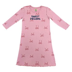 כותנת לילה לילדות קיץ פפיונים ורוד עתיק - 10