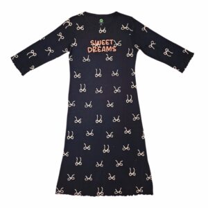 כותנת לילה לנשים קיץ פפיונים שחור - L