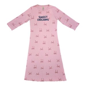 כותנת לילה לנשים קיץ פפיונים ורוד עתיק - M